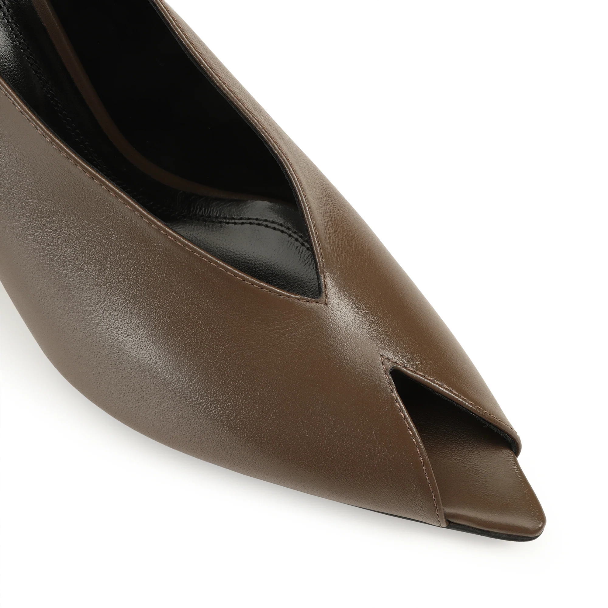 Beak Peep Toe Pump - Walnut - Image 5
